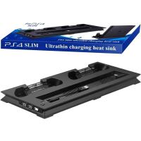 PS4 SLİM DİKEY STAND FANLI - 2XJOYSTİCK ŞARJLI - USB ÇOKLAYICILI