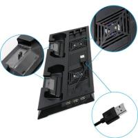 PS4 SLİM DİKEY STAND FANLI - 2XJOYSTİCK ŞARJLI - USB ÇOKLAYICILI