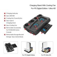 PS5 DİKEY TUTUCU FANLI -2XJOYSTİCK ŞARJLI -OYUN CD BÖLMELİ STAND