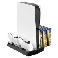PS5 DİKEY TUTUCU FANLI -2XJOYSTİCK ŞARJLI -OYUN CD BÖLMELİ STAND
